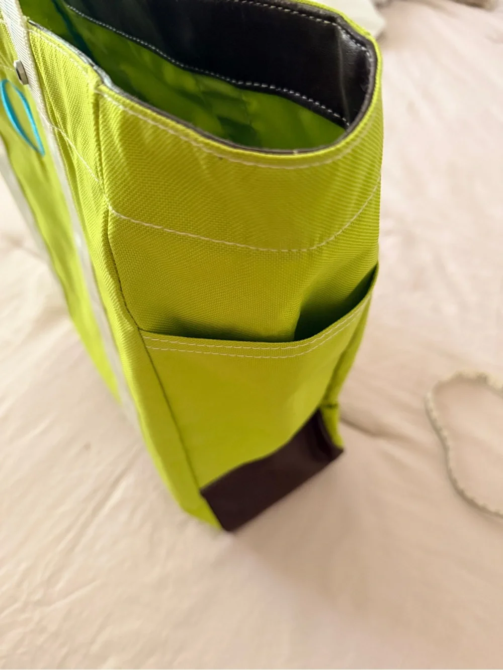 Canvas Tote Bag in Lime Green with Contrast Straps - from the Oprah Winfrey Show